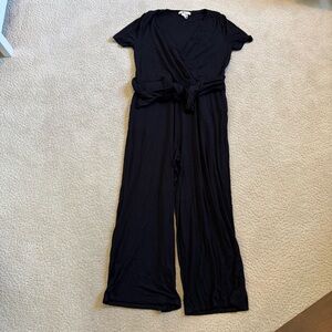 Boden Classic Black V-Neck Jumpsuit